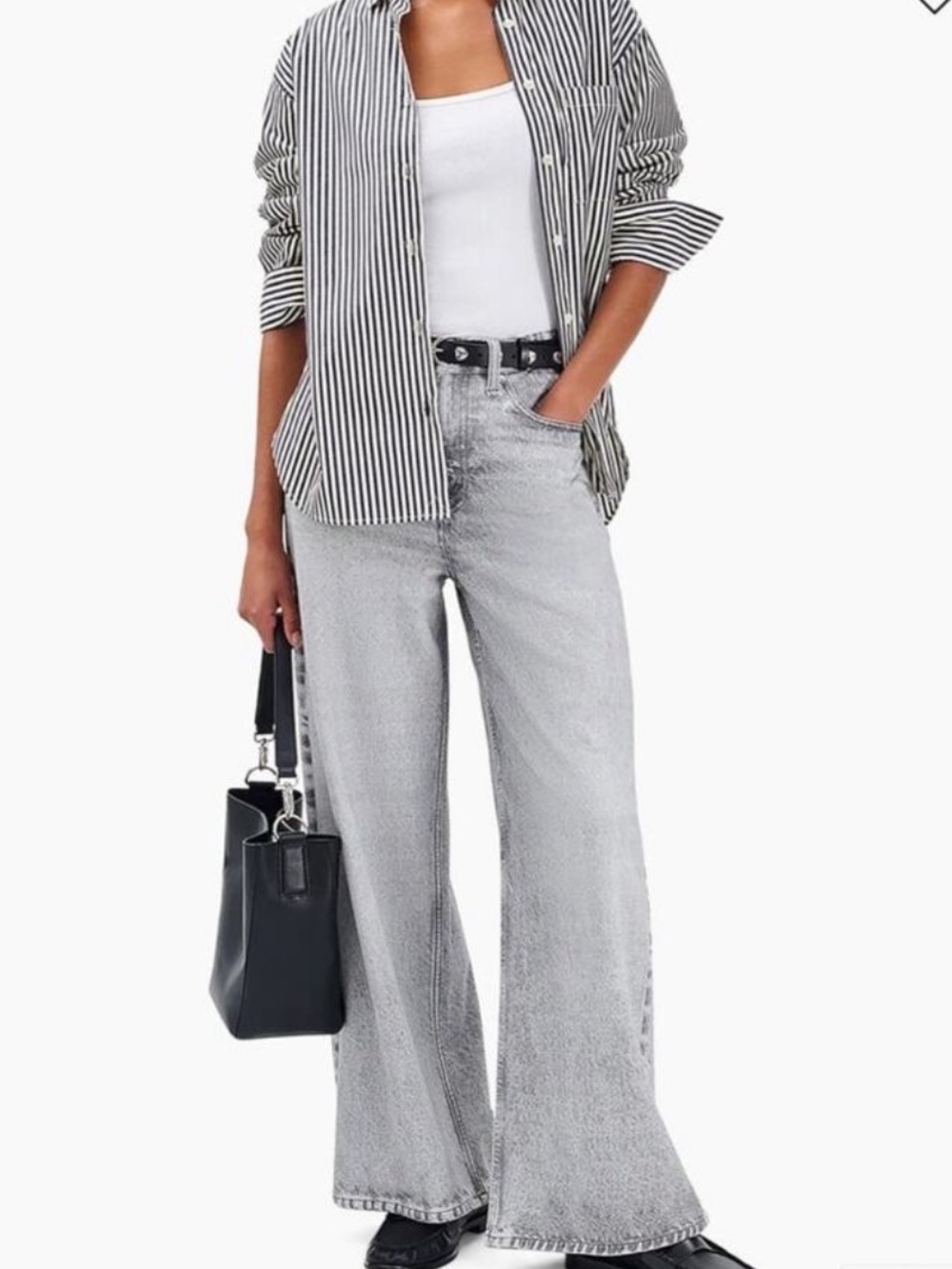 rag & bone Miramar Sofie Terry Wide-Leg Pants – Gray – Size 26